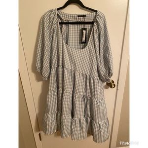 Nastygal Gingham Print Tiered Mini Dress